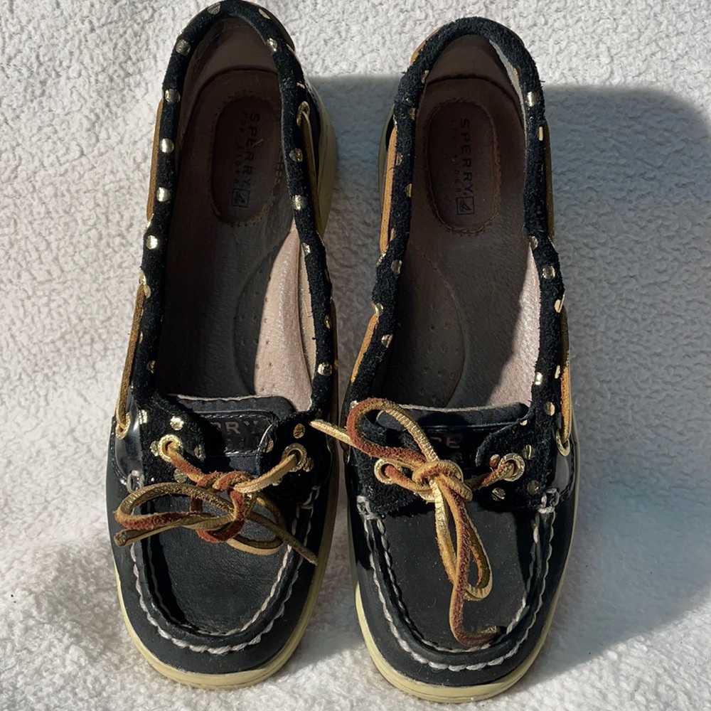 Sperry Top-Sider Black with Gold Polka Dots